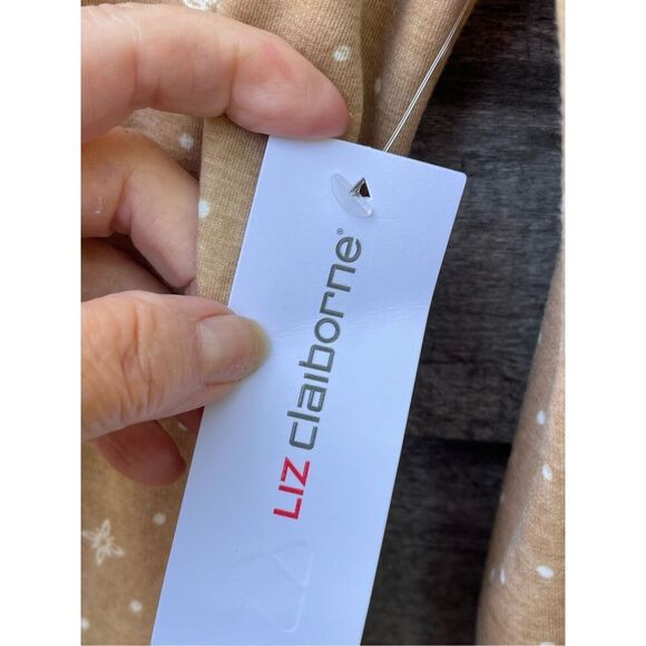 NWT Liz Claiborne size XL polka dot star print long sleeve tie back top. - Picture 5 of 7